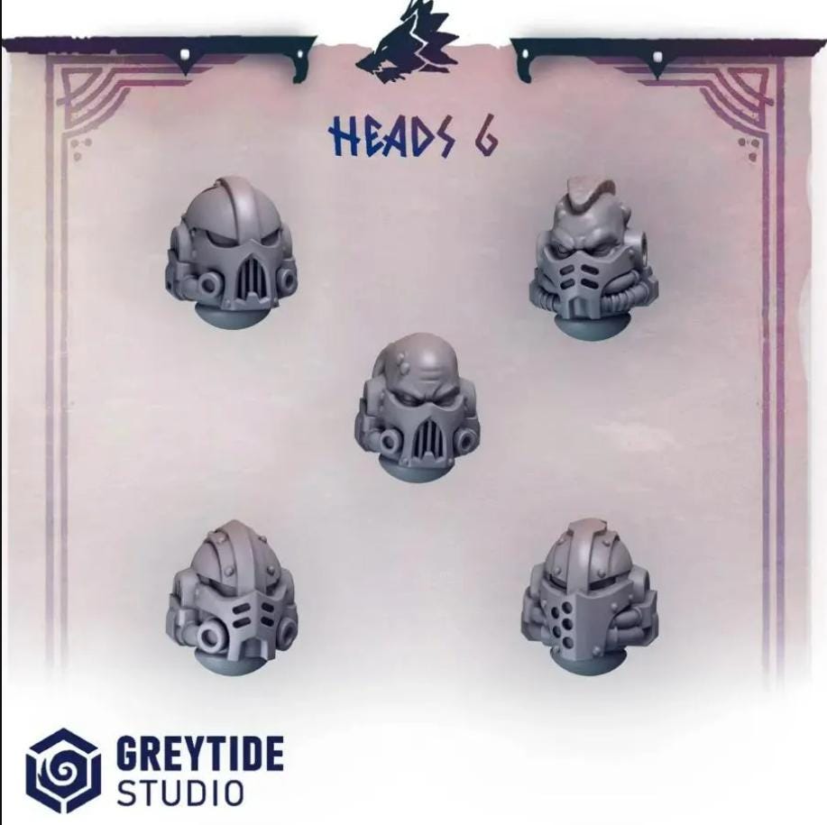 Primal Hounds Heads Set 6 | Tabletop Miniature Wargaming Grim-Dark Sci-Fi