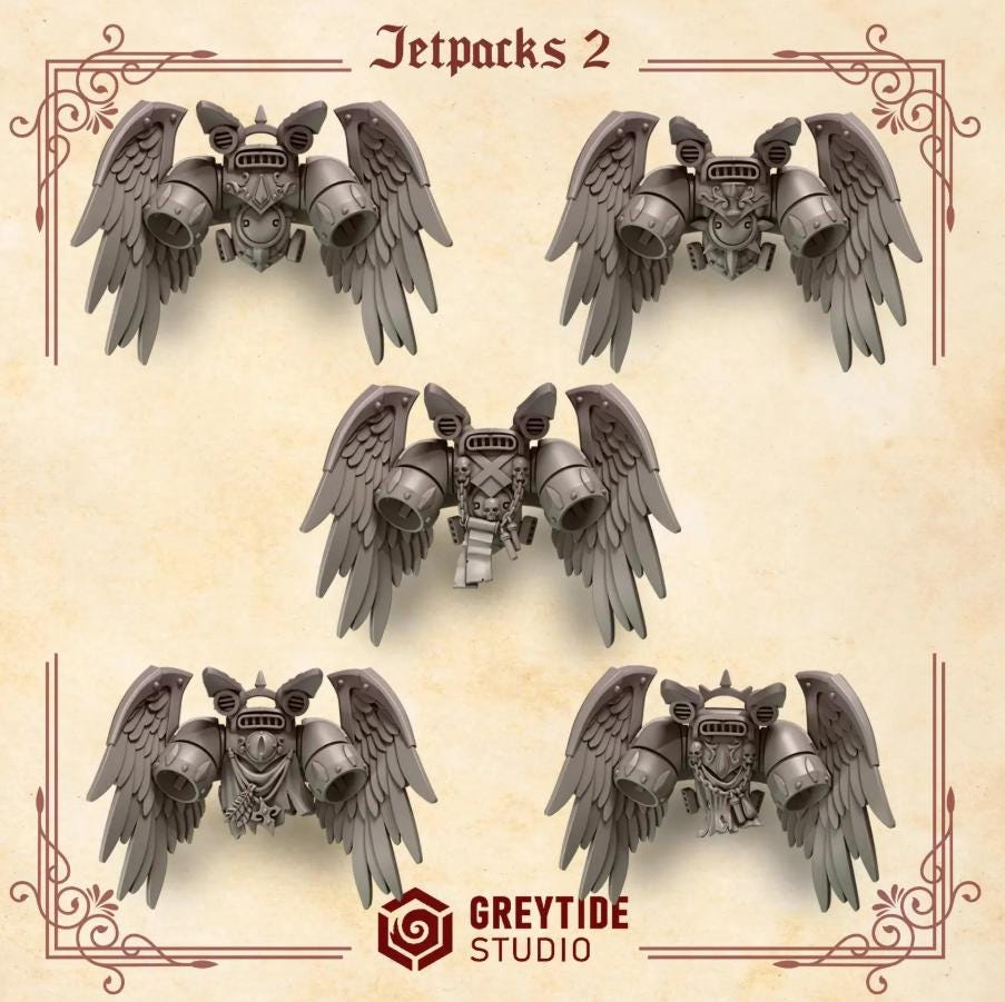 Crimson Lords Winged Jetpacks 2 Upgrade | RPG Tabletop Miniature Wargaming Grim-Dark Sci-Fi