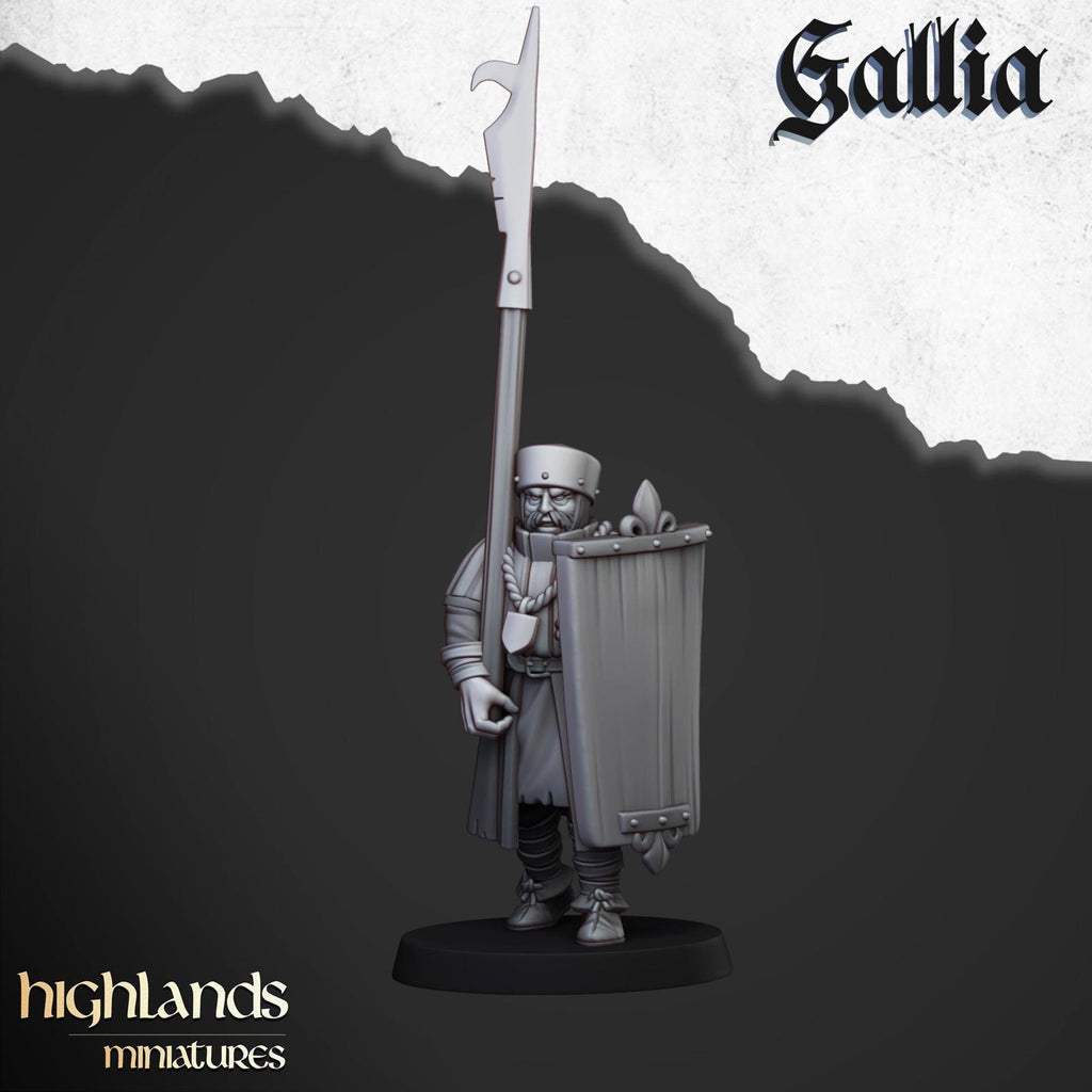 Men at Arms of Gallia with Halberds and Shields | Highlands Miniatures