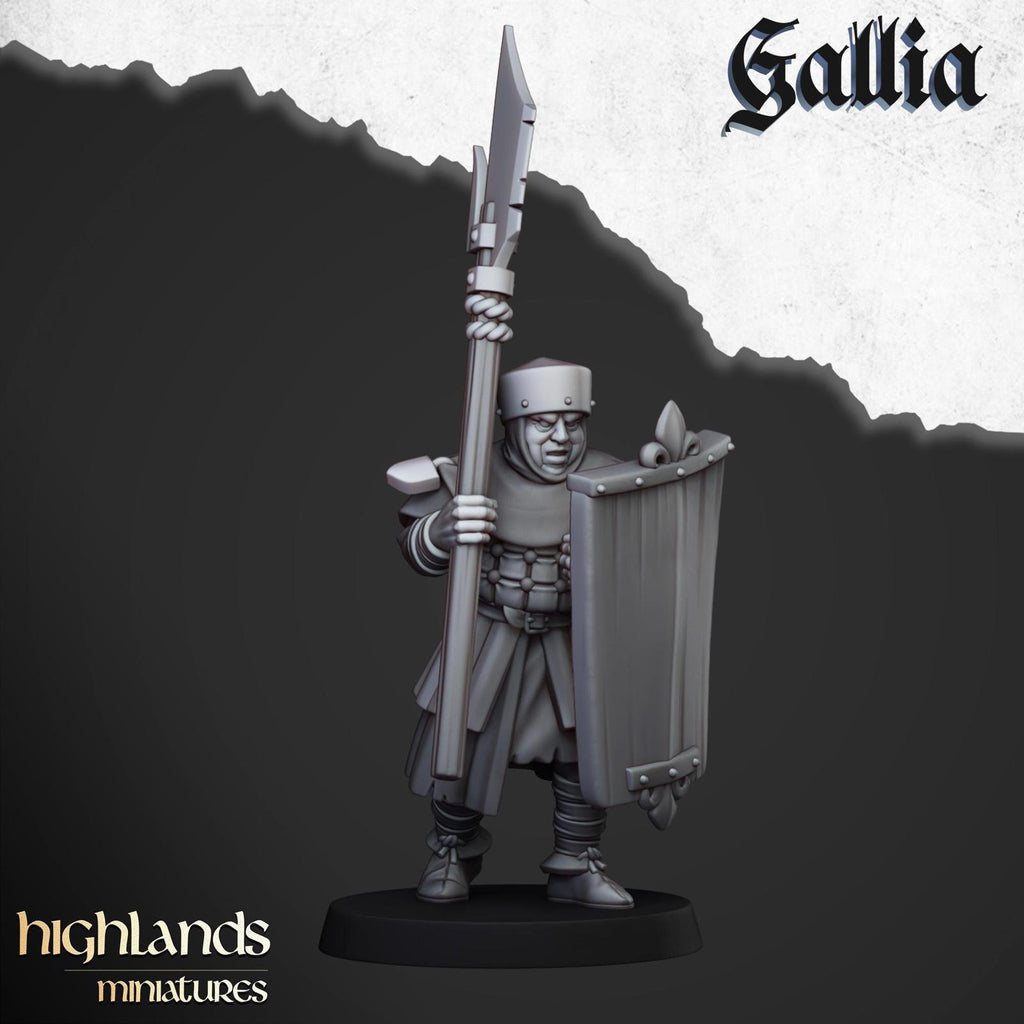 Men at Arms of Gallia with Halberds and Shields | Highlands Miniatures