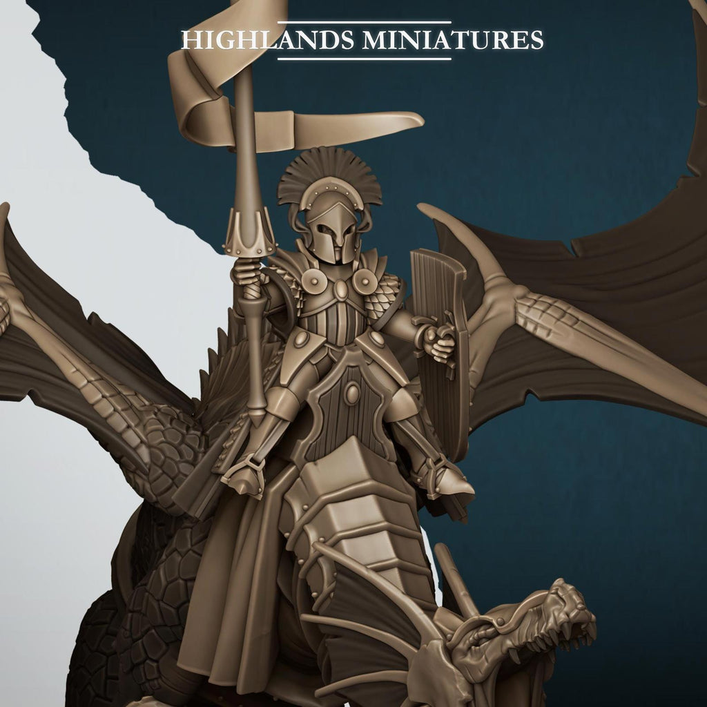 Aegean Elf Prince on Dragon - Highlands Miniatures