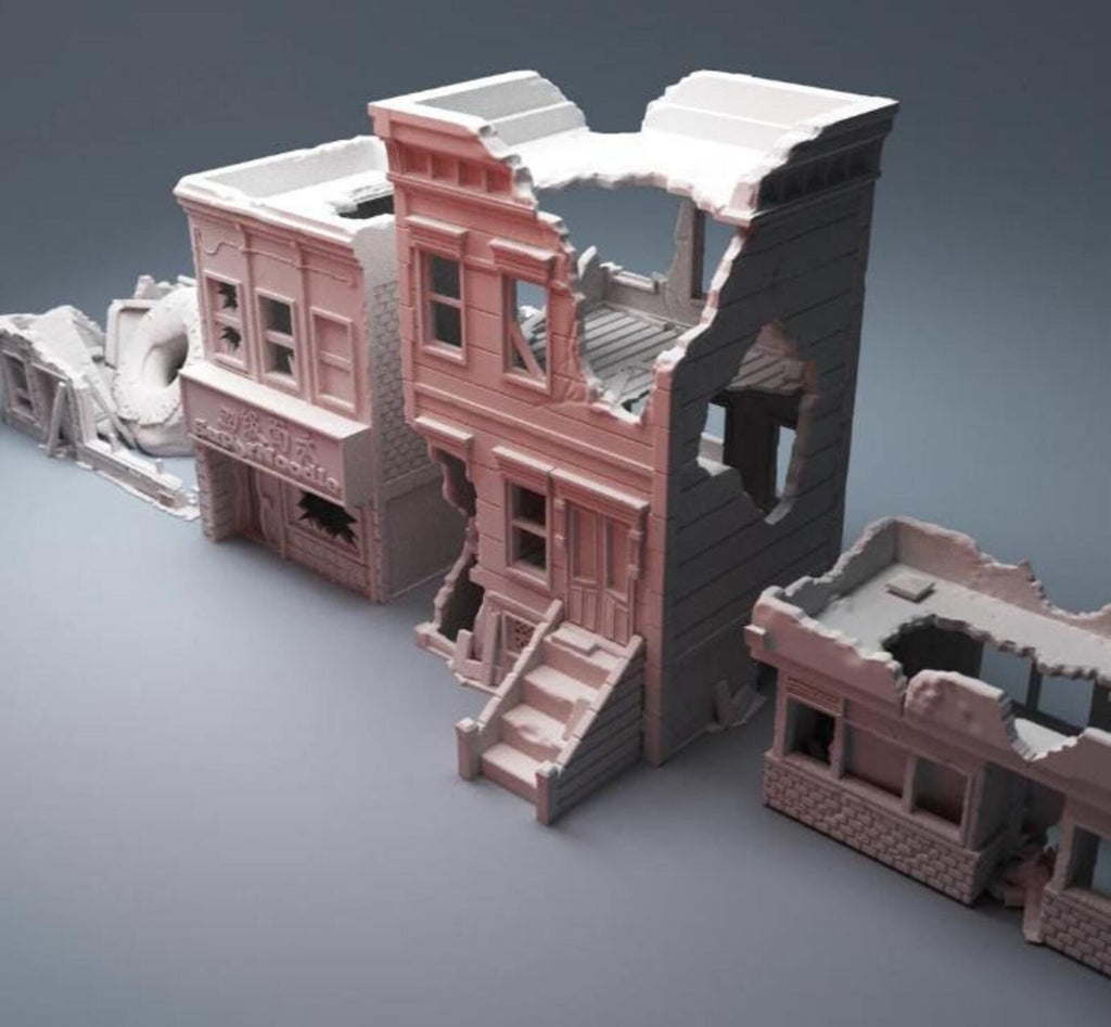 Urban Ruined Buildings Bundle – Modern City Building for MCP – Corvus Games Terrain