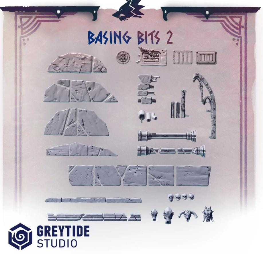 Primal Hounds Basing Bits 2 | RPG Tabletop Miniature Wargaming Grim-Dark Sci-Fi