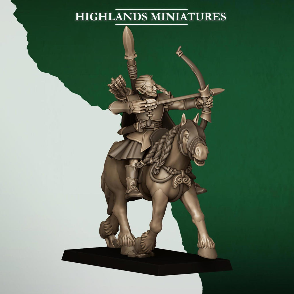 Mounted Feral Archers, Feral Elves - Highlands Miniatures