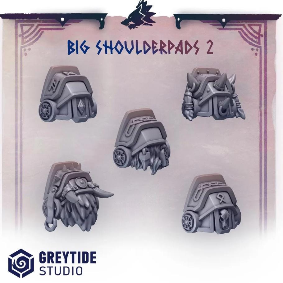 Primal Hounds Big Shoulder Pads 2 | RPG Tabletop Miniature Wargaming Grim-Dark Sci-Fi