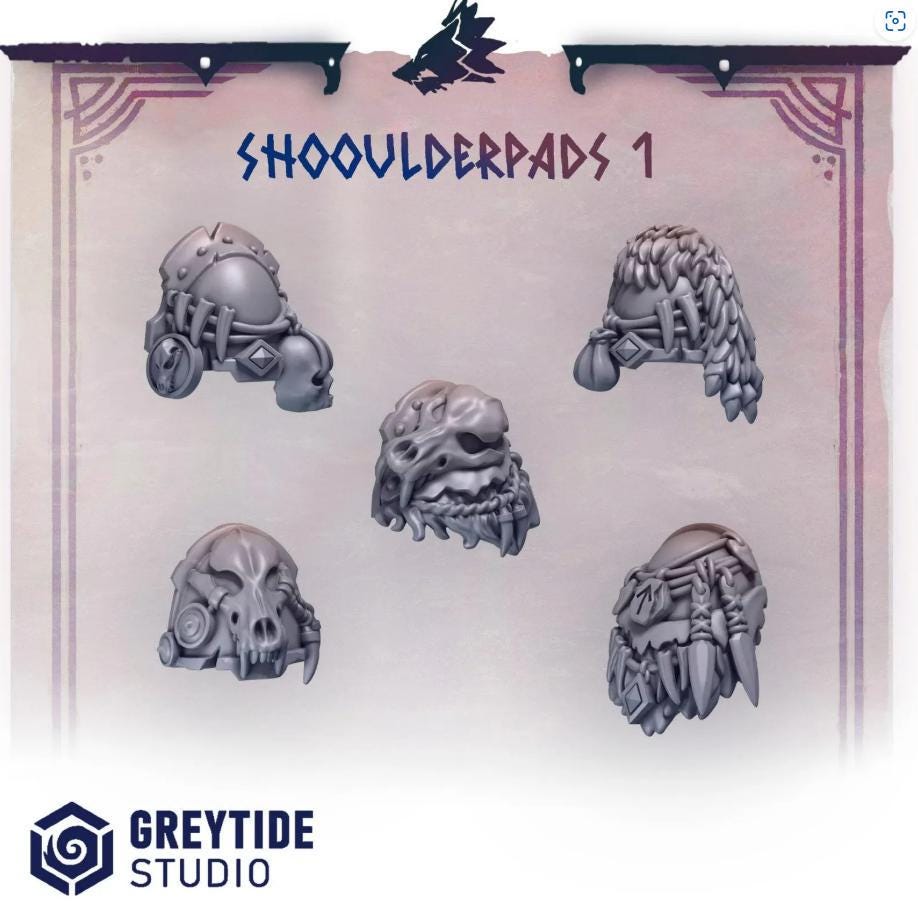 Primal Hounds Shoulder Pads 1 | Tabletop Miniature Wargaming Grim-Dark Sci-Fi