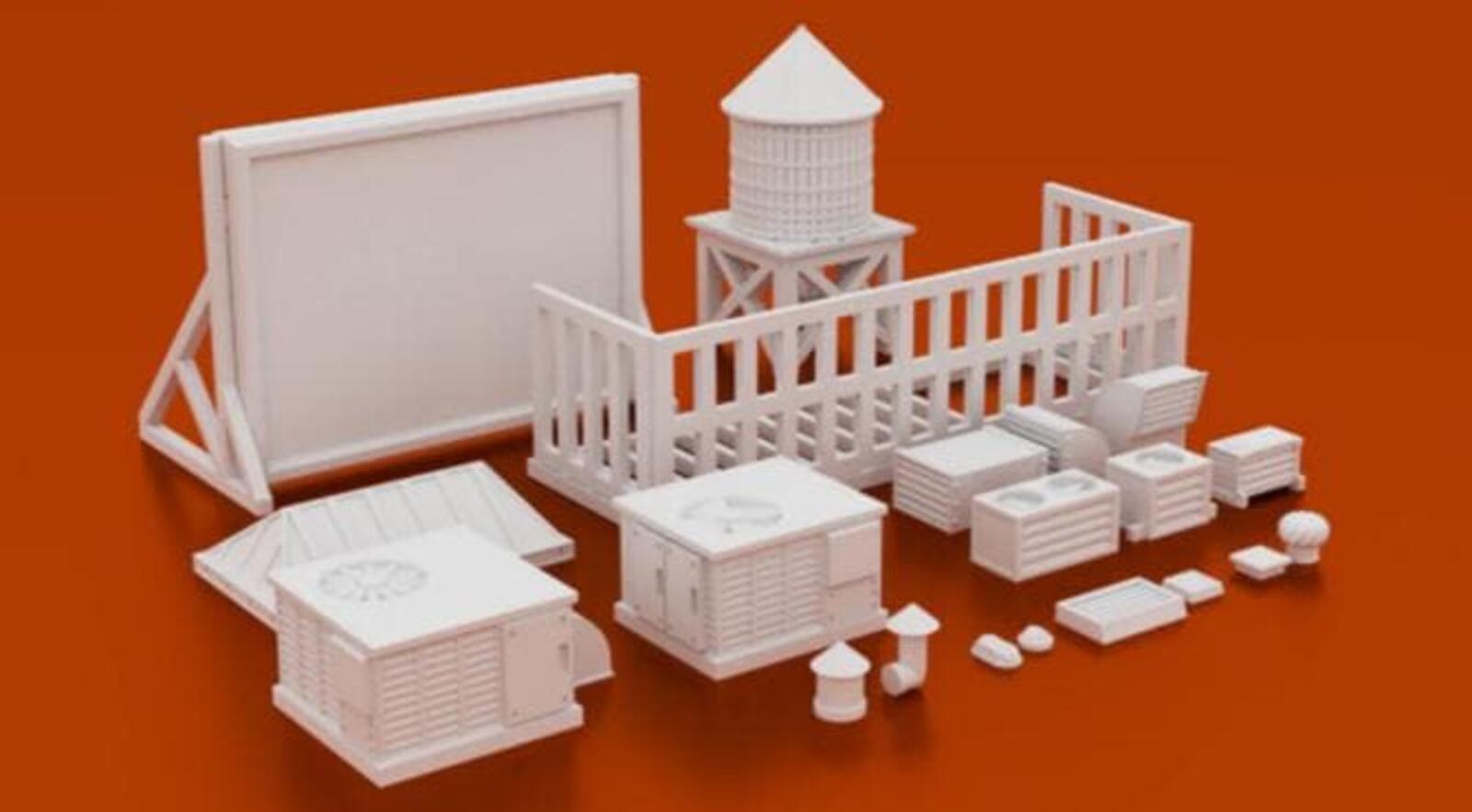 Urban Rooftop Scatter / Urban Greebles Bundle – Modern City Building f ...