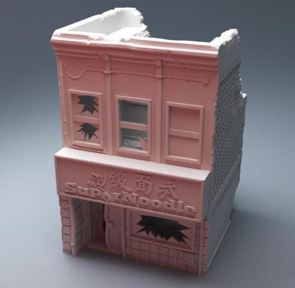 Urban Ruined Noodle Shop – Modern City Building for MCP – Corvus Games Terrain