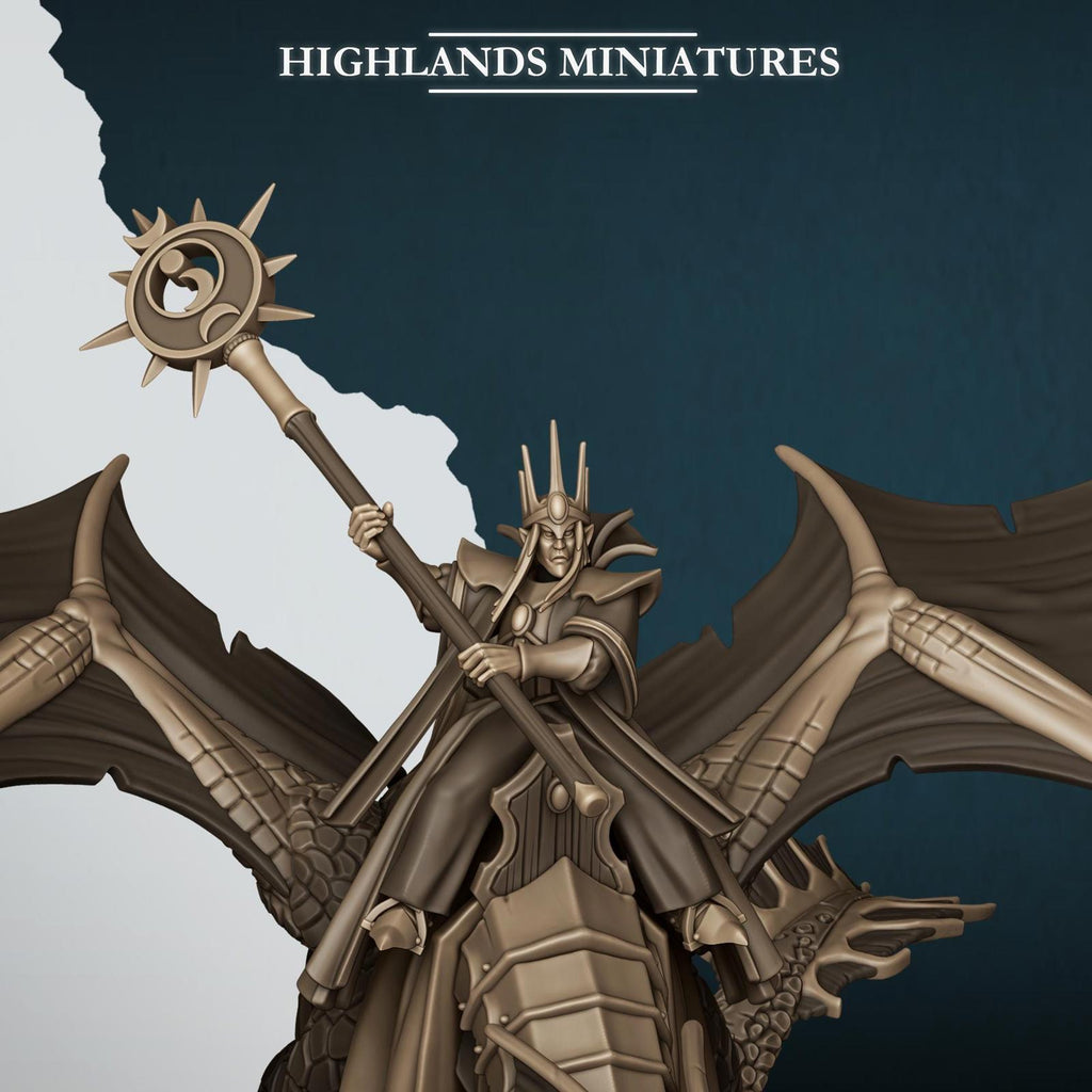 Aegean Elf Great Mage on Dragon - Highlands Miniatures