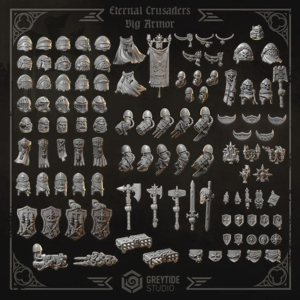 Eternal Crusaders Hammers and Shields Upgrade for Big Armor GreyTide Studio | Tabletop Miniature Wargaming Grim-Dark Sci-Fi  Proxy