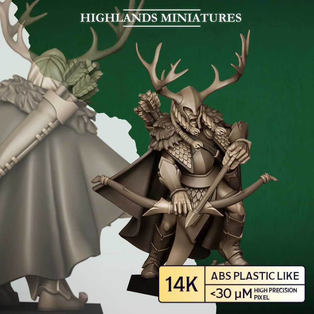 Wood Elves Feral Highborn (spear, bow) - Highlands Miniatures
