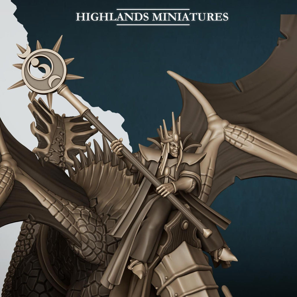 Aegean Elf Great Mage on Dragon - Highlands Miniatures