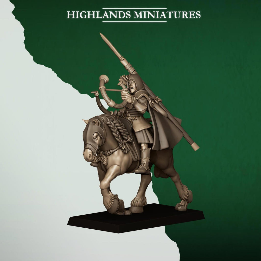 Mounted Feral Archers, Feral Elves - Highlands Miniatures