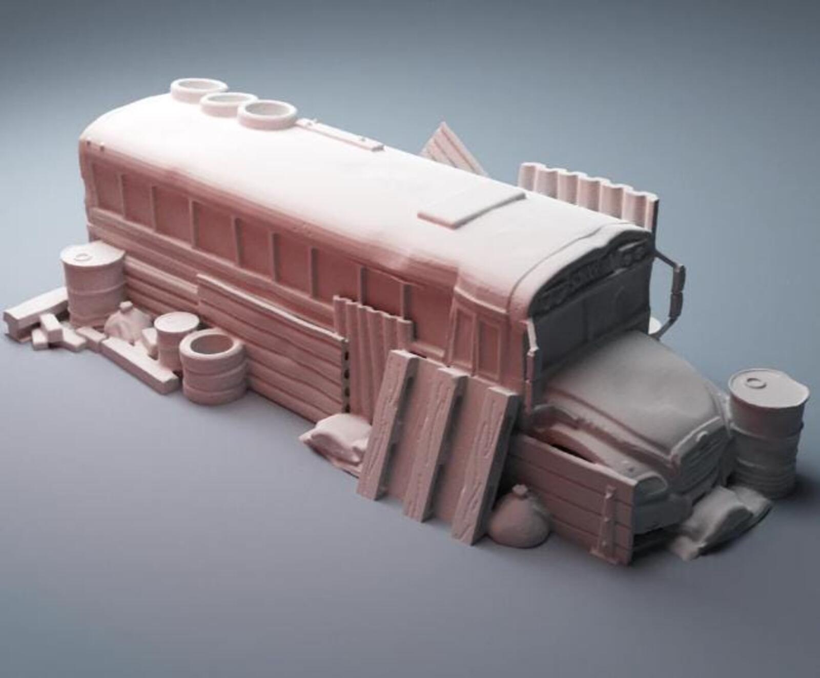 Urban Wrecked School Bus Barricade – Modern City Building for MCP – Corvus Games Terrain