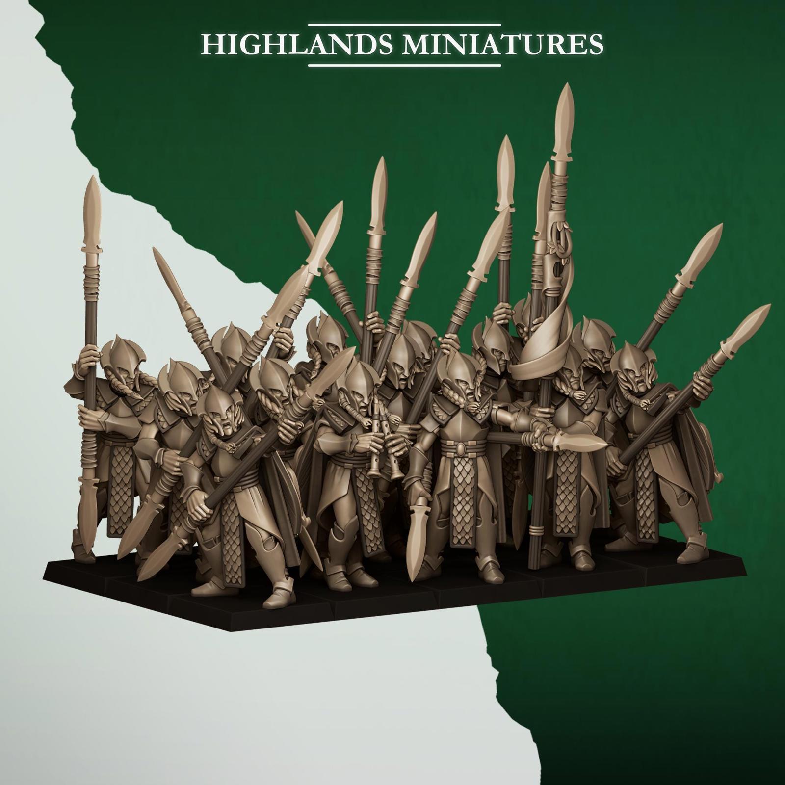 Feral Elves Spearmen Regiment for Fantasy Wargaming by Highland Miniatures