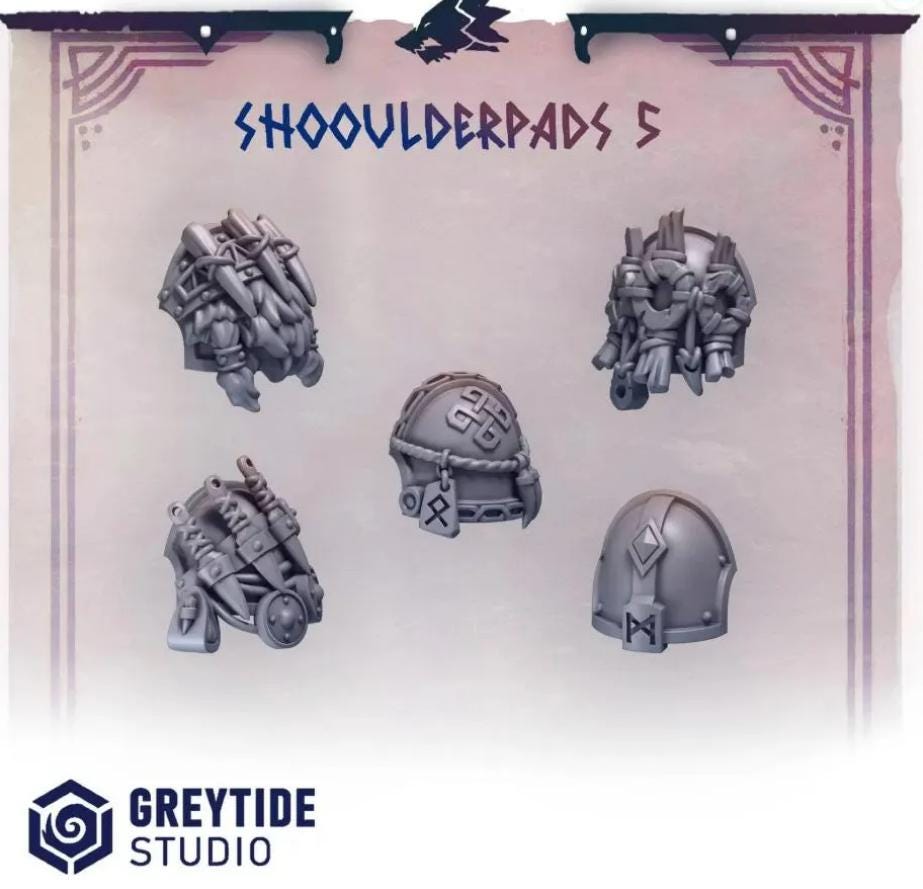 Primal Hounds Shoulder Pads 5 | Tabletop Miniature Wargaming Grim-Dark Sci-Fi