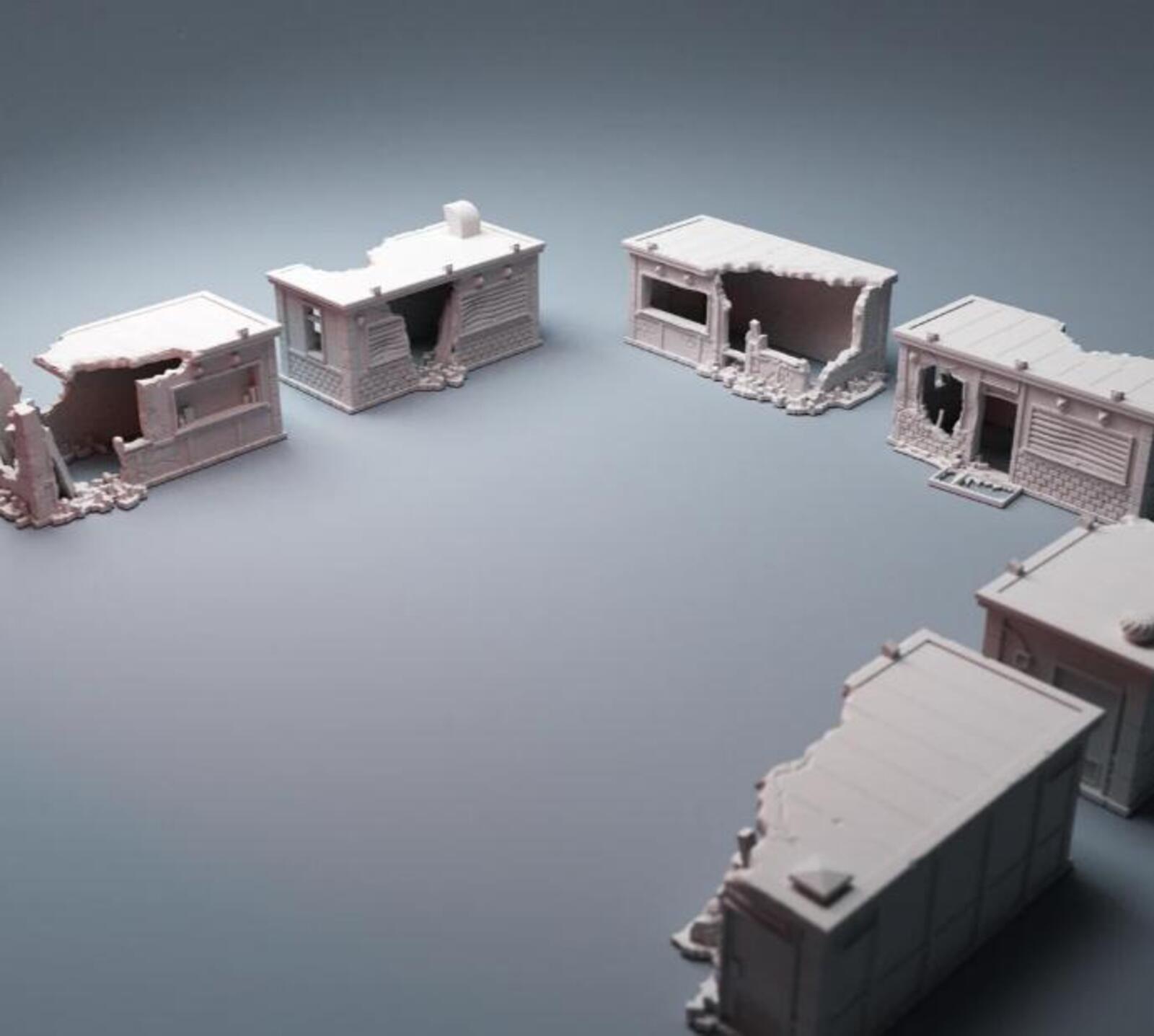 Urban Ruined Street Vendor Bundle – Modern City Building for MCP – Corvus Games Terrain