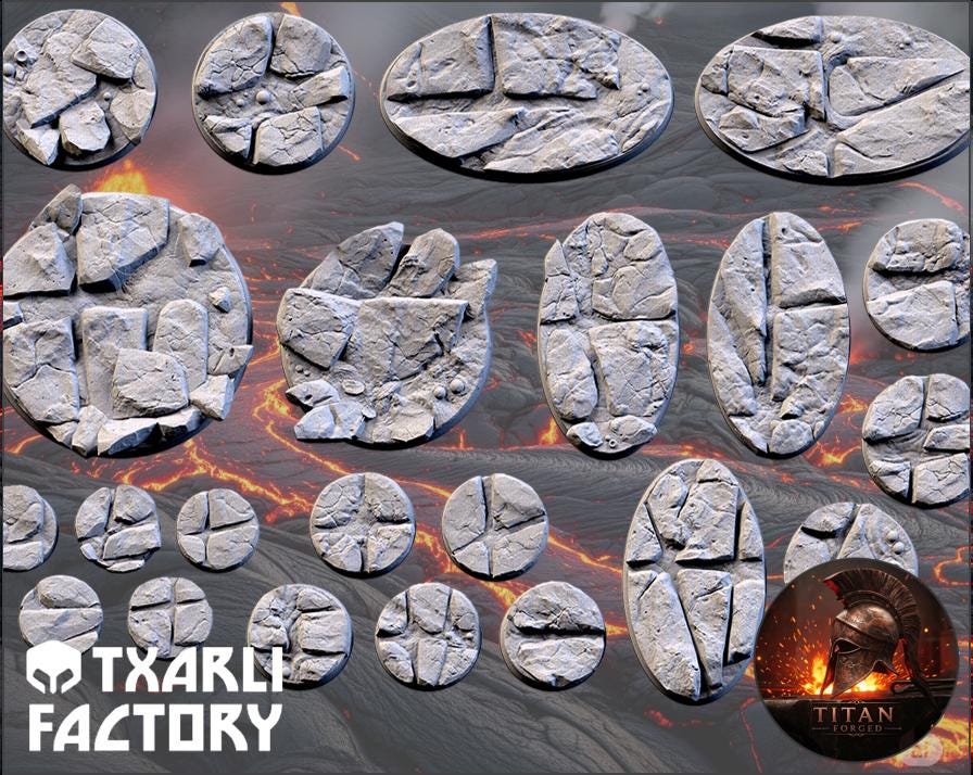 Txarli Factory Volcanic Bases 25mm/32mm/40mm/50mm/60mm and more / Wargaming